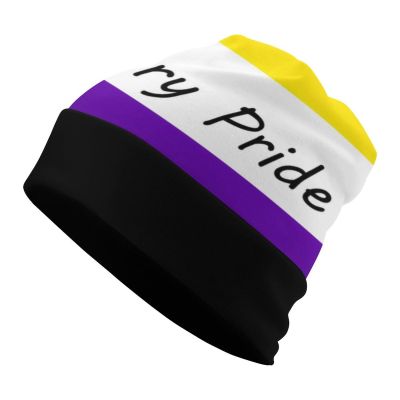 Juiimr Non-Binary Pride Flag Beanie Hats Pullover Cap Chemo Hat Warm Stretchy Hat for Women Men