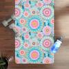 Blue Boho Floral .12" Thin Rubber Yoga Mat, Home Exercise Pilates Fitness Wellness Gift, Stylish Hippie Women's Yoga Mat view 2