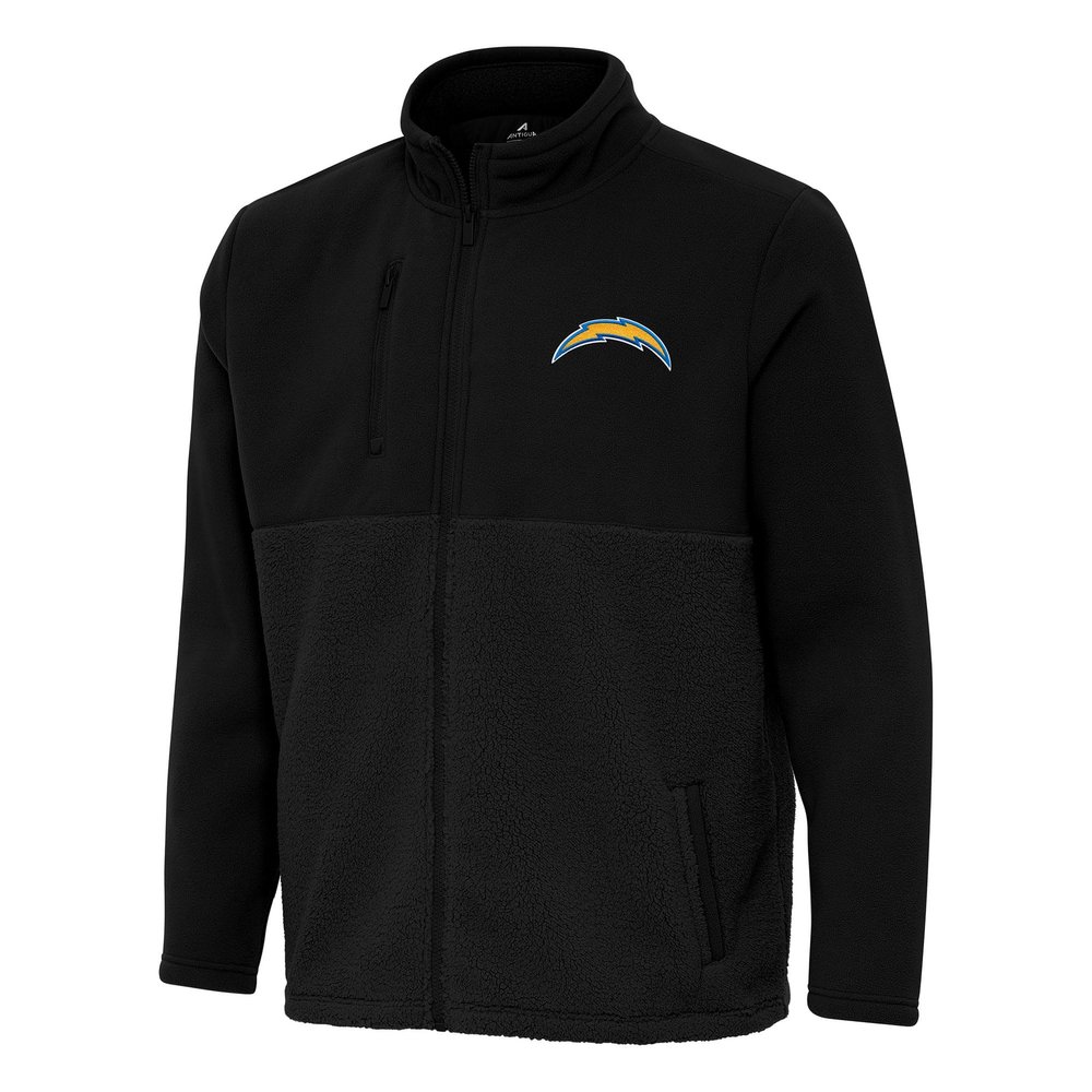 Antigua Men's Black Los Angeles Chargers Daily Fused Full-Zip Jacket