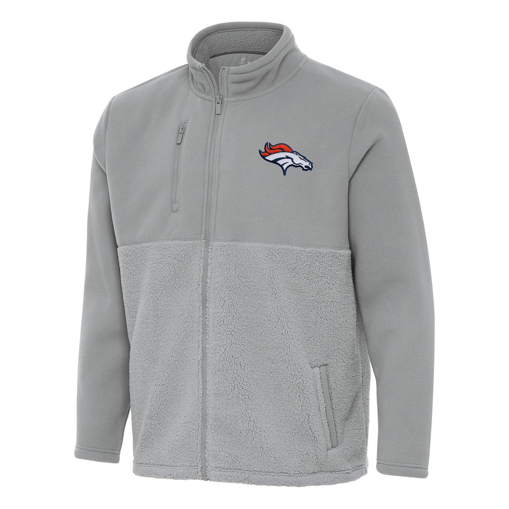 Antigua Men's Gray Denver Broncos Daily Fused Full-Zip Jacket