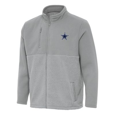 Antigua Men's Gray Dallas Cowboys Daily Fused Full-Zip Jacket