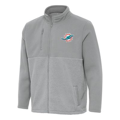 Antigua Men's Gray Miami Dolphins Daily Fused Full-Zip Jacket