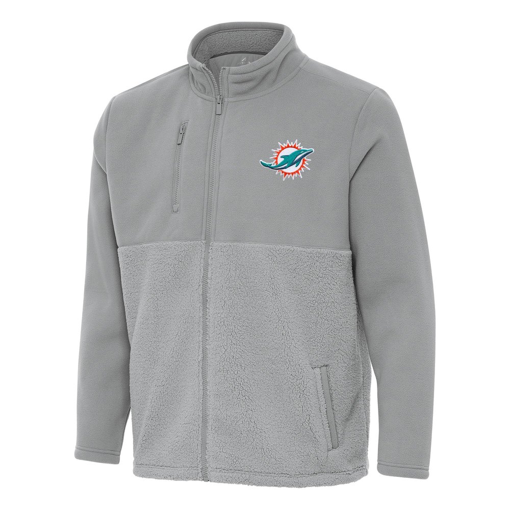 Antigua Men's Gray Miami Dolphins Daily Fused Full-Zip Jacket