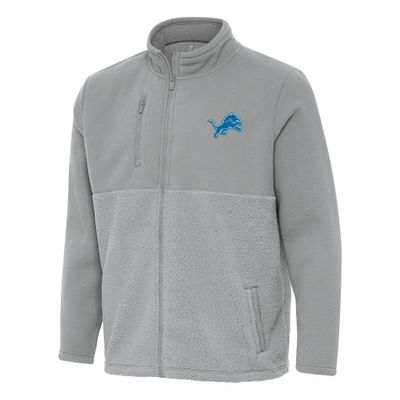 Antigua Men's Gray Detroit Lions Daily Fused Full-Zip Jacket