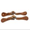 MORECP Horse Spurs Pair with Leather Spurs Belt, Antique Brass Western Style Spurs for Men and Women, Hand Carved Silver Spurs for Horseback Riding, Equestrian Competition MP04 view 4