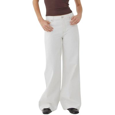 Womens Straight Wide Leg Jeans Low Rise Baggy Y2K Boyfriend Jeans Streetwear Loose Fit Skateboard Denim Pants White