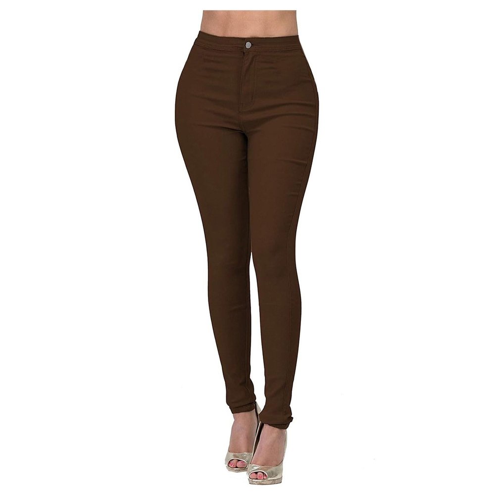 Jeggings for Women with Pocket High Waisted Button Fly Skinny Mom Jeans Tummy Control Stretchy Denim Pencil Pants