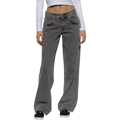 Womens Straight Wide Leg Jeans Low Rise Baggy Y2K Boyfriend Jeans Streetwear Loose Fit Skateboard Denim Pants Grey