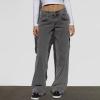 Womens Straight Wide Leg Jeans Low Rise Baggy Y2K Boyfriend Jeans Streetwear Loose Fit Skateboard Denim Pants Grey view 3