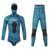 Blue Camo Spearfishing Wetsuits for Men Women, 3mm Neoprene Top+Pants Two Pieces Set Hooded Super Stretch Diving Suit (Blue, XL) view 2