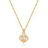 14K Gold Plated Zircon Pairing Necklace with Pearl Pendant, 18 in Chain view 1