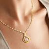 14K Gold Plated Zircon Pairing Necklace with Pearl Pendant, 18 in Chain view 3