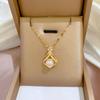 14K Gold Plated Zircon Pairing Necklace with Pearl Pendant, 18 in Chain view 4