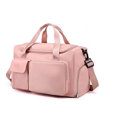 Alomejor Large Capacity Gym Bag with Wet Pocket, Shoe Compartment and Luggage Strap for Travel, Yoga or Swimming (Pink)