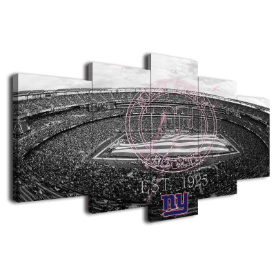 City American Football Poster Black and White Stadium Neon Badge Canvas Wall Art Print Home Decor Pattern 5 Large Framed Picture Direct Hanging (E,120x225cm-Framed-5pcs)