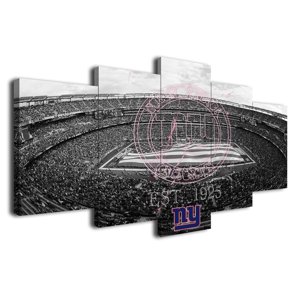 City American Football Poster Black and White Stadium Neon Badge Canvas Wall Art Print Home Decor Pattern 5 Large Framed Picture Direct Hanging (E,120x225cm-Framed-5pcs)