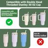 2 Pack Stanley Quencher 30 OZ Flip Straw Lid - Leak Proof Replacement for H2.0 FlowState Tumbler, Reusable Spill Proof Cup (Dark Blue) view 2