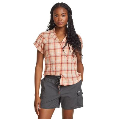 Eddie Bauer Short Sleeve Packable Camp Shirt Apricot