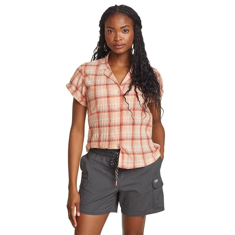 Eddie Bauer Short Sleeve Packable Camp Shirt Apricot