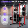 Power Squat Rack, Power Cage 1200 Pounds Capacity, Multi-Functional Power Rack with J-Hooks, All-in-One Squat Rack Free Weight Home Gym Workout Machine (Red) view 3