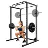 Power Squat Rack, Power Cage 1200 Pounds Capacity, Multi-Functional Power Rack with J-Hooks, All-in-One Squat Rack Free Weight Home Gym Workout Machine (Black)