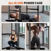 Power Squat Rack, Power Cage 1200 Pounds Capacity, Multi-Functional Power Rack with J-Hooks, All-in-One Squat Rack Free Weight Home Gym Workout Machine (Black) view 2