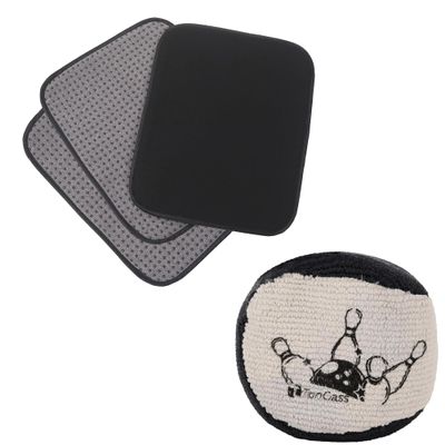 3-Pack Microfiber Bowling Ball Towel and 1-Pack, Black & Grey Microfiber Ultra Dry Bowling Grip Ball