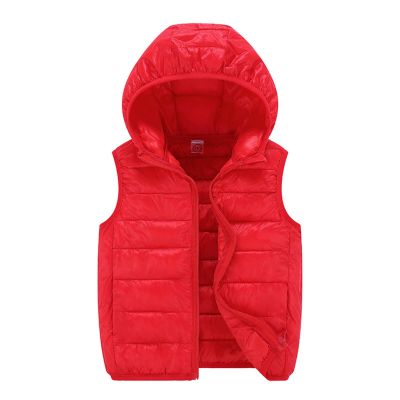Kids Toddler Baby Boys Girls Sleeveless Winter Solid Coats Hooded Jacket Vest Outer Boys Long Sleeve (Red, 3-4 Years)