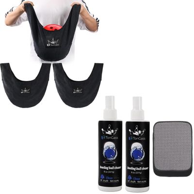 3-Pack Giant Microfiber Bowling Ball Seesaw Towel and 2+1 Pack Bowling Ball Cleaner Spray Kit with Bowling Towel