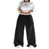 Insarue Y2K Wide Leg Sweatpants for Women Trendy Fashion High Waisted Drawstring Loose Long Pants with Pockets (Black,S,Small) view 1
