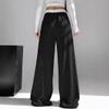 Insarue Y2K Wide Leg Sweatpants for Women Trendy Fashion High Waisted Drawstring Loose Long Pants with Pockets (Black,S,Small) view 4
