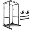 1200-pound, multi-functional squat frame power cage, fitness power cage frame and its accessories, for bench press, squat and deadlift - Black view 1