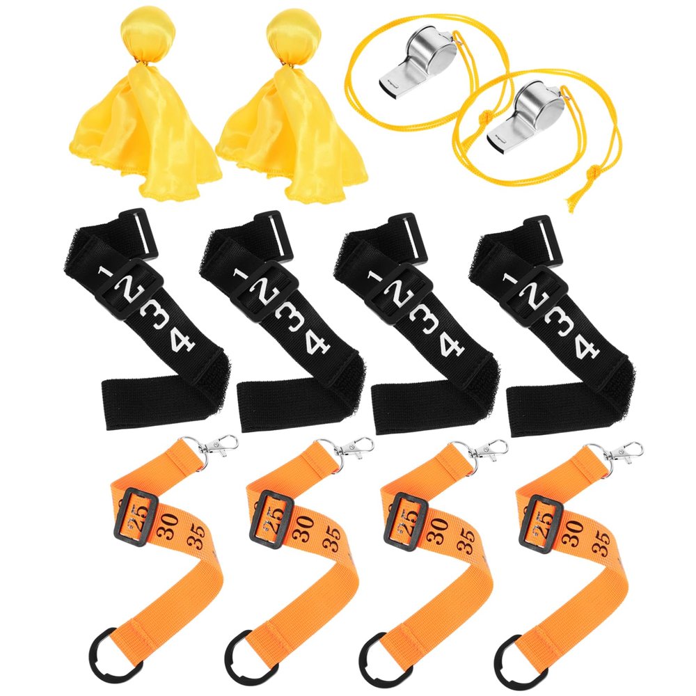Anneome Football Referee Tools Soccer Referee Chain Clip Indicators Portable Whistles Kit