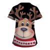 Women Christmas Scrubs Xmas Nurse Uniforms Top V Neck Cartoon Pattern Short Sleeve Nursing Uniform with Pockets view 2