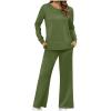 2 Piece Outfits for Women Sweatsuits Casual Sets Side Slit Sweatshirt Straight Leg Pants Plus Size Sports Pants Suit 1-Army Green 3X-Large view 1