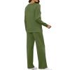 2 Piece Outfits for Women Sweatsuits Casual Sets Side Slit Sweatshirt Straight Leg Pants Plus Size Sports Pants Suit 1-Army Green 3X-Large view 2