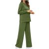 2 Piece Outfits for Women Sweatsuits Casual Sets Side Slit Sweatshirt Straight Leg Pants Plus Size Sports Pants Suit 1-Army Green 3X-Large view 3