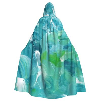 WURTON blue oil paint texture Print Full-Length Carniva Masquerade Cape Hood for Adults,Witch Costume Cloak,185 cm XXL