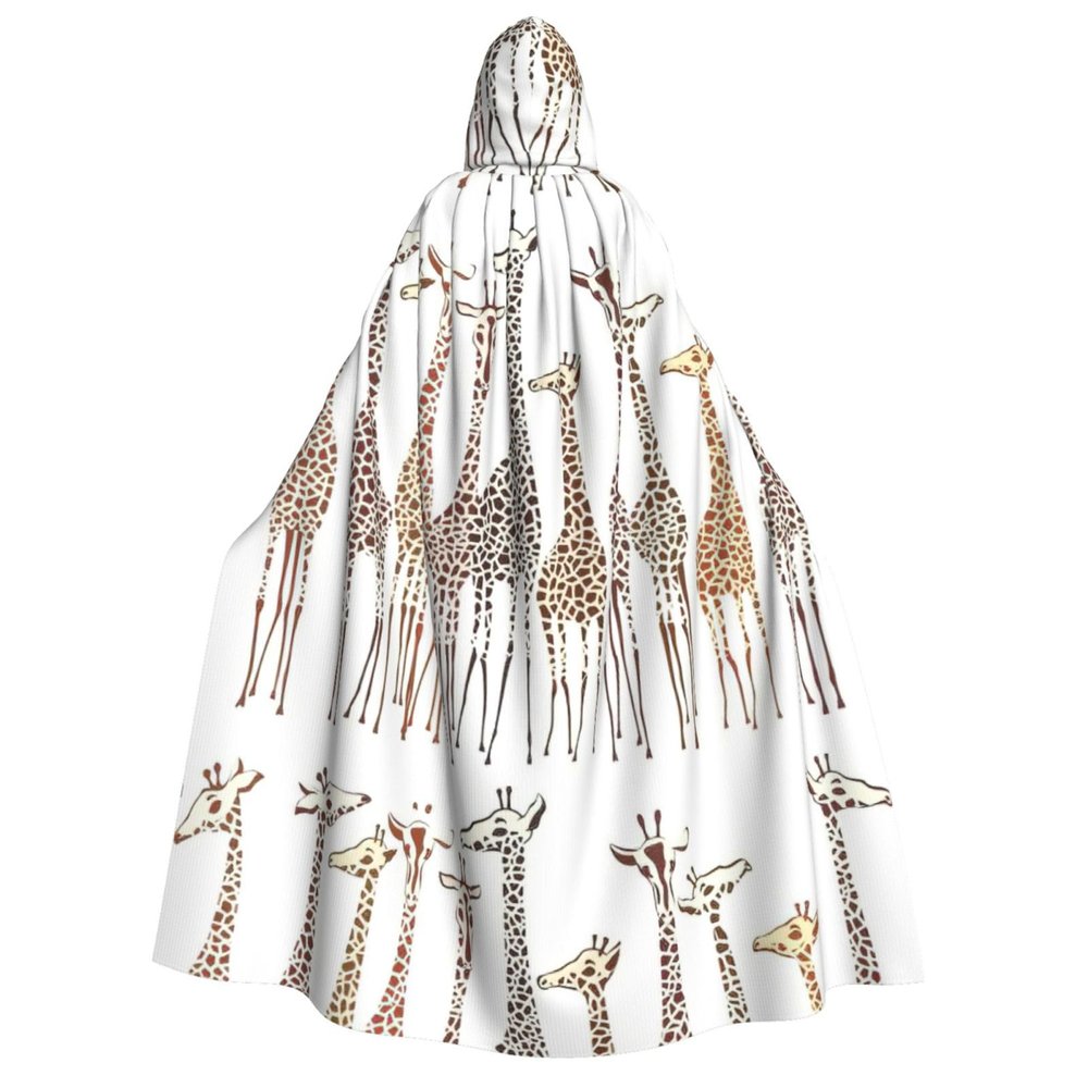 WURTON Cute Wild Cartoon Giraffes Print Unisex Hooded Cape Halloween Carnival Vampire Cosplay Cloak Hooded Cloak Costume