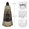 WURTON Beaver Print Full-Length Carniva Masquerade Cape Hood for Adults,Witch Costume Cloak,185 cm XXL view 4