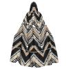 Black White Tan Zigzag Print Full-Length Carniva Masquerade Cape Hood for Adults,Witch Costume Cloak,185 cm XXL view 1