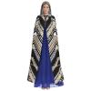 Black White Tan Zigzag Print Full-Length Carniva Masquerade Cape Hood for Adults,Witch Costume Cloak,185 cm XXL view 2