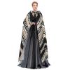 Black White Tan Zigzag Print Full-Length Carniva Masquerade Cape Hood for Adults,Witch Costume Cloak,185 cm XXL view 3