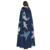 WURTON Ocean Shark Print Full-Length Carniva Masquerade Cape Hood for Adults,Witch Costume Cloak,185 cm XXL view 4