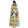 WURTON cute chicken walking Print Unisex Hooded Cape Halloween Carnival Vampire Cosplay Cloak Hooded Cloak Costume view 4
