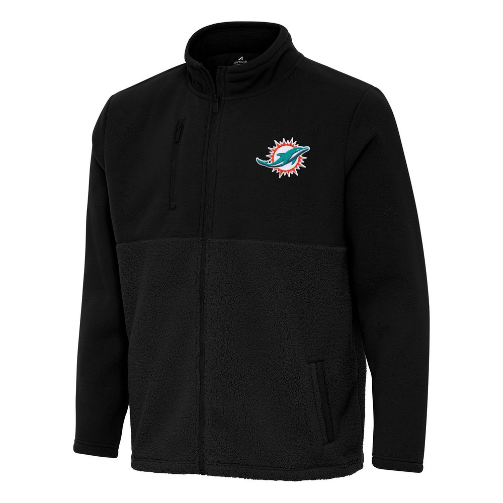 Antigua Men's Black Miami Dolphins Daily Fused Full-Zip Jacket