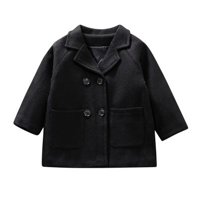 Toddler Baby Girl Winter Coat Dress Coat Warm Jacket Long Sleeve Button Trench Coat Kids Peacoat Outwear Clothes (Black, 4-5 Years)