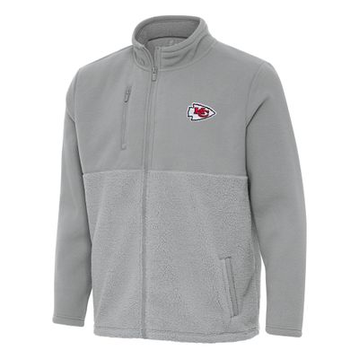 Antigua Men's Gray Kansas City Chiefs Daily Fused Full-Zip Jacket