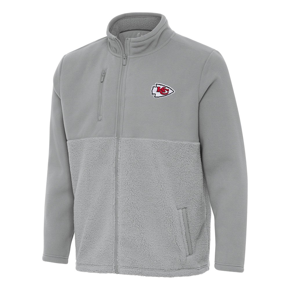 Antigua Men's Gray Kansas City Chiefs Daily Fused Full-Zip Jacket