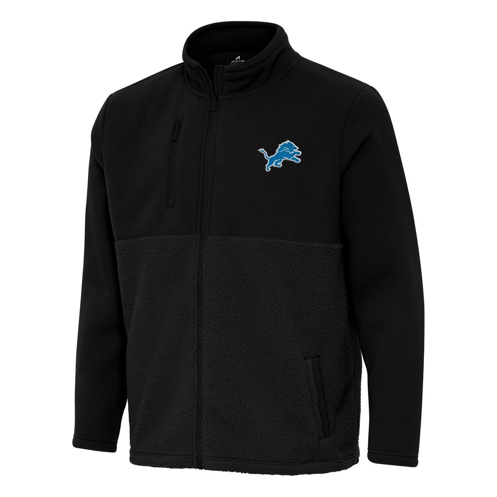 Antigua Men's Black Detroit Lions Daily Fused Full-Zip Jacket